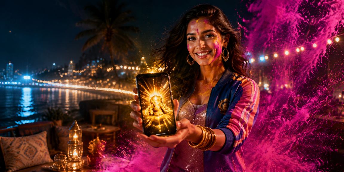 Holi festival celebrations with cricket betting ambiance in India