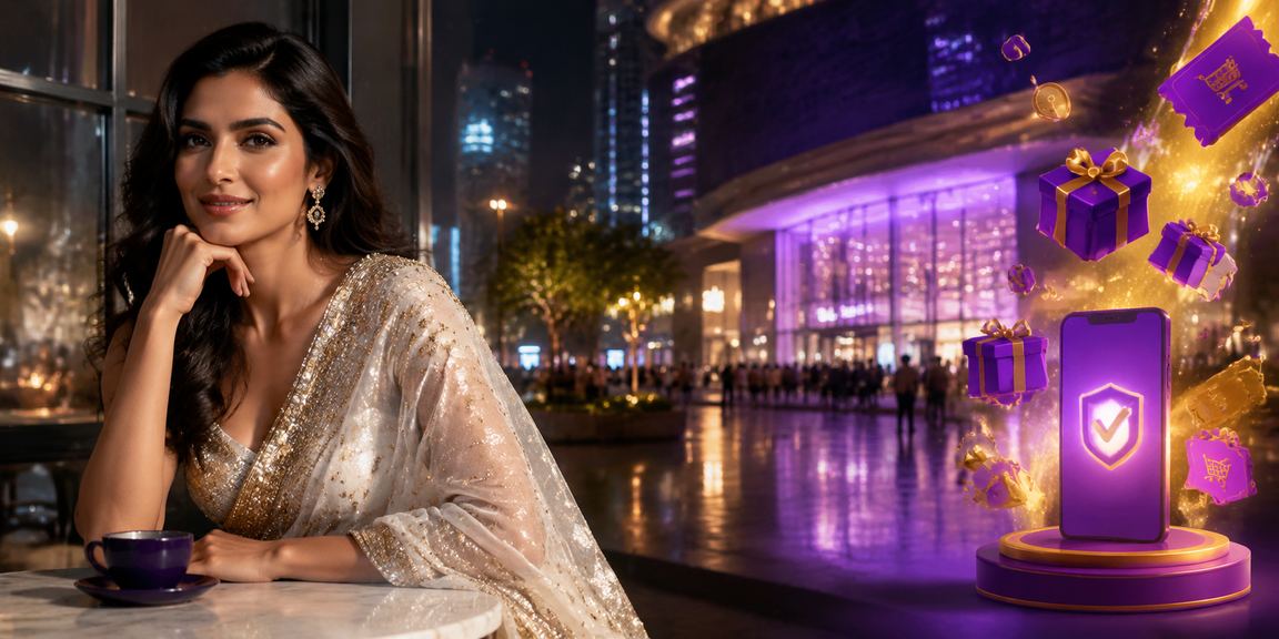 Indian woman playing Teen Patti on mobile in traditional attire